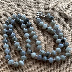 labradorite gemstone beaded necklace knotted New